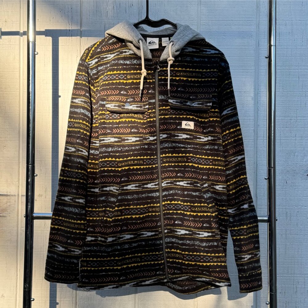 Quiksilver Aztec Warm Fleece Zip-up Hoodie Jacket- Women Size S